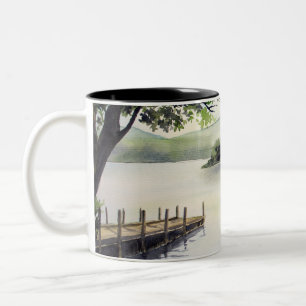 Derwent Water Keswick England Watercolor Painting Two-Tone Coffee Mug
