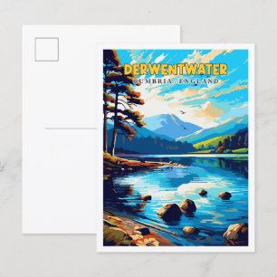 Derwentwater Cumbria England vintage travel Postcard