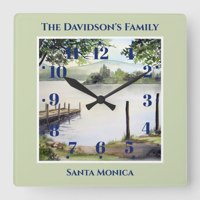 Derwentwater Lake District Cumbria Watercolour Square Wall Clock (Front)