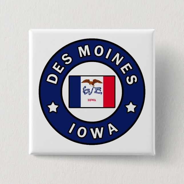Des Moines Iowa 15 Cm Square Badge (Front)