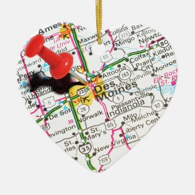 Des Moines, Iowa Ceramic Tree Decoration (Front)