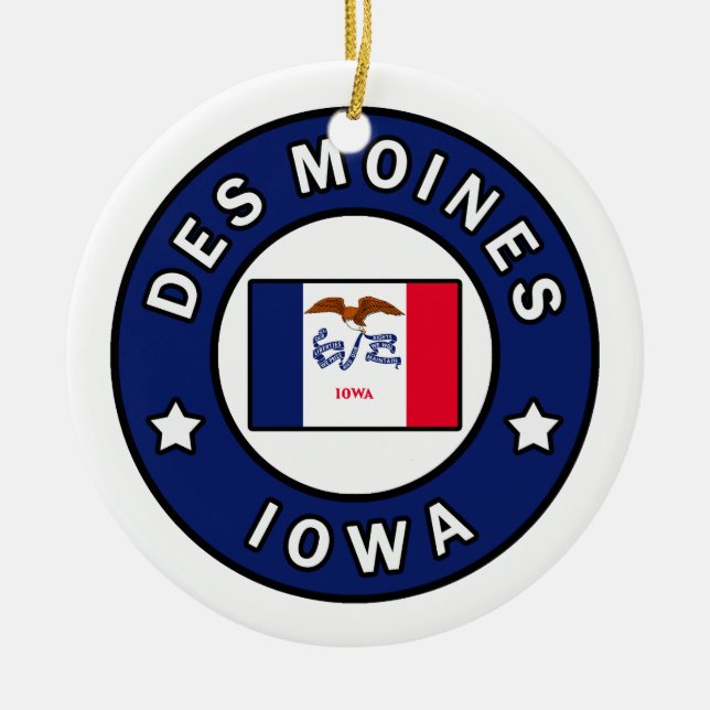Des Moines Iowa Ceramic Tree Decoration (Front)
