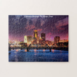 Des Moines Iowa.Christmas Greetings Jigsaw Puzzle