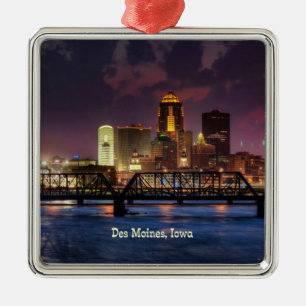 Des Moines, Iowa cityscape Metal Tree Decoration
