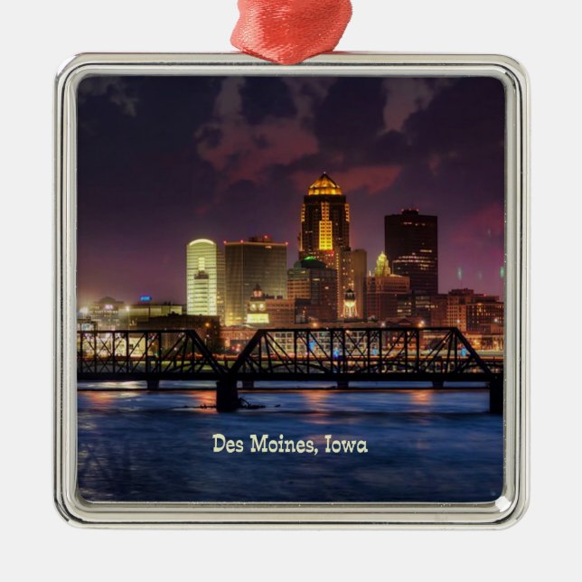 Des Moines, Iowa cityscape Metal Tree Decoration (Front)