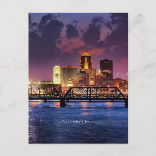 Des Moines, Iowa cityscape Postcard (Front)