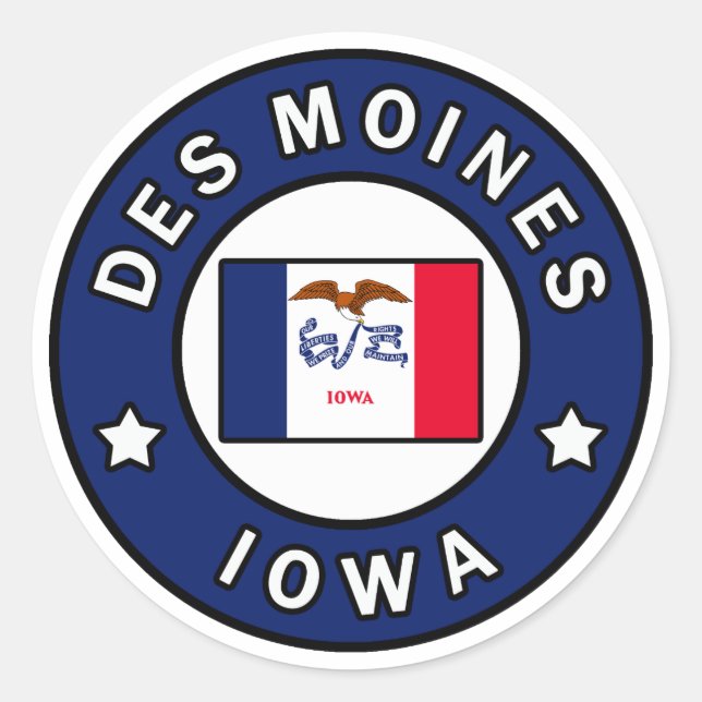 Des Moines Iowa Classic Round Sticker (Front)