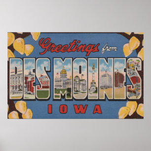 Des Moines, Iowa - Large Letter Scenes 2 Poster