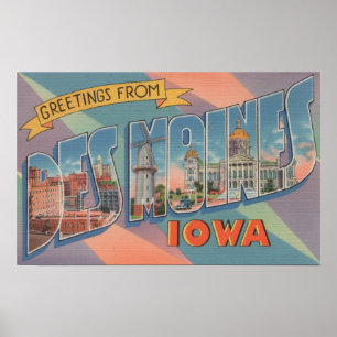 Des Moines, Iowa - Large Letter Scenes 3 Poster