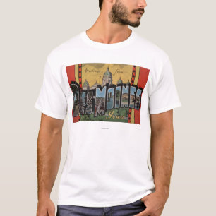 Des Moines, Iowa - Large Letter Scenes T-Shirt