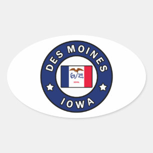 Des Moines Iowa Oval Sticker