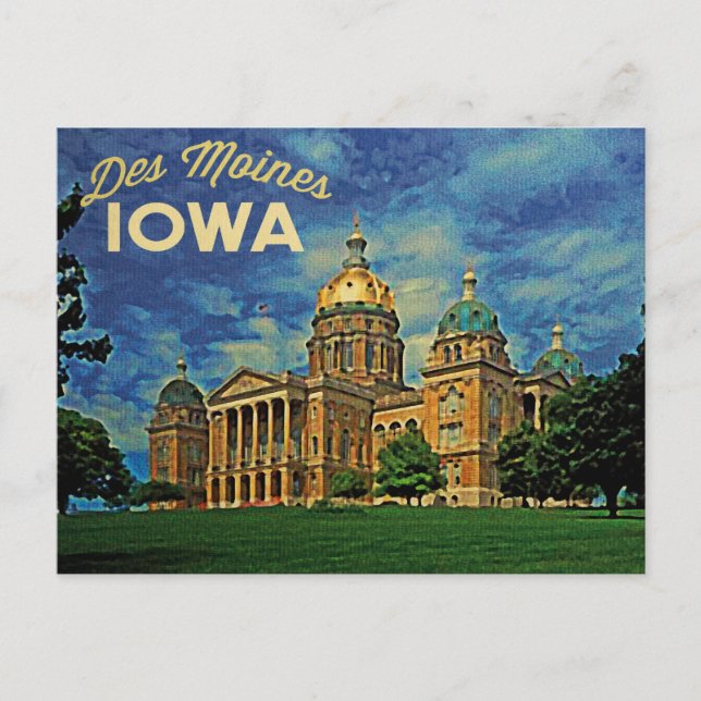 Des Moines Iowa Postcard (Front)