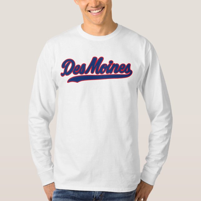 Des Moines Iowa Script Design | Retro City T-Shirt (Front)