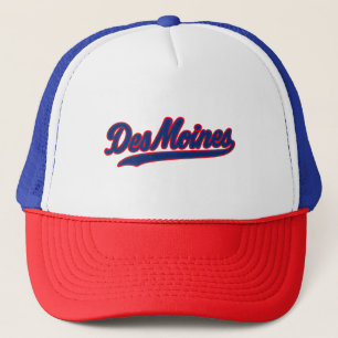 Des Moines Iowa Script Design Retro City Trucker Hat