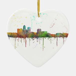 DES MOINES IOWA SKYLINE CERAMIC TREE DECORATION