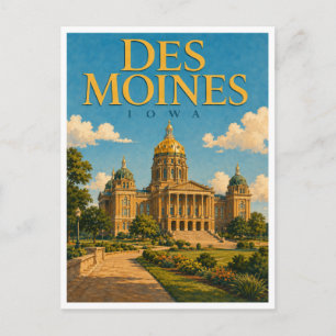 Des Moines Iowa State Capitol GeoSaga Postcard