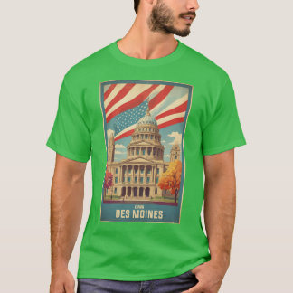Des Moines Iowa USA Vintage Travel Tourism Oversiz T-Shirt