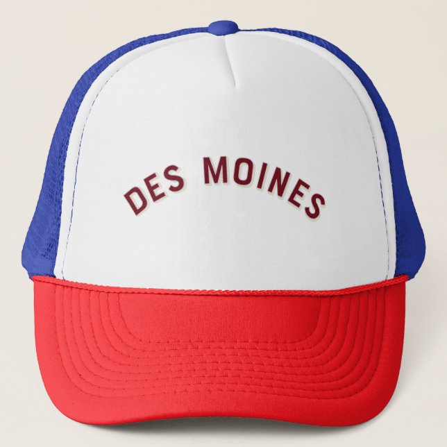 Des Moines, Iowa Vintage Arch Trucker Hat (Front)