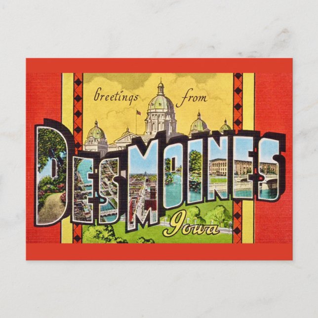  Des Moines Iowa Vintage Postcard (Front)