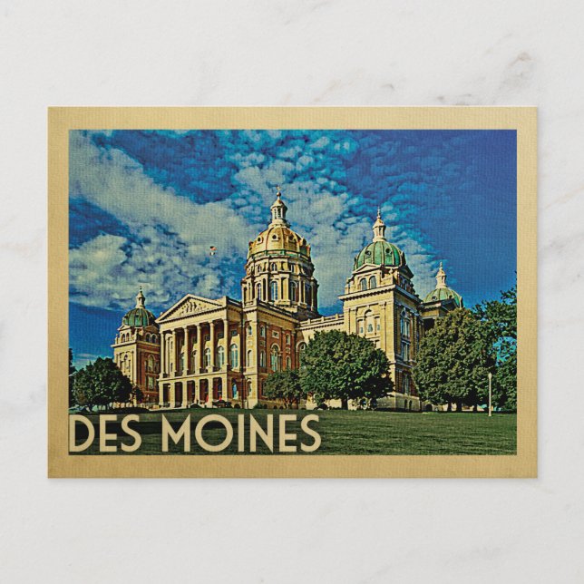 Des Moines Iowa Vintage Travel Postcard (Front)