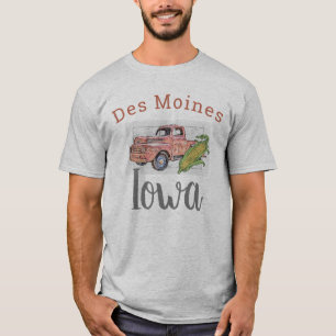 Des Moines Iowa, Vintage Truck and Corn 2 T-Shirt