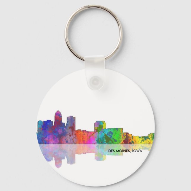 DES MOINES SKYLINE - Button keychain (Front)