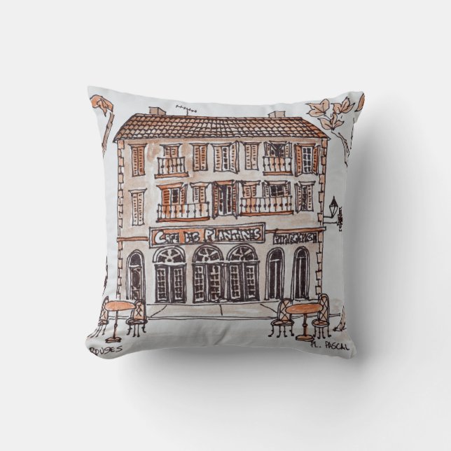 des platens, Place Paoli, | L'Ile Rousse, Corsica Cushion (Front)