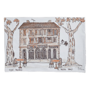 des platens, Place Paoli,   L'Ile Rousse, Corsica Pillowcase