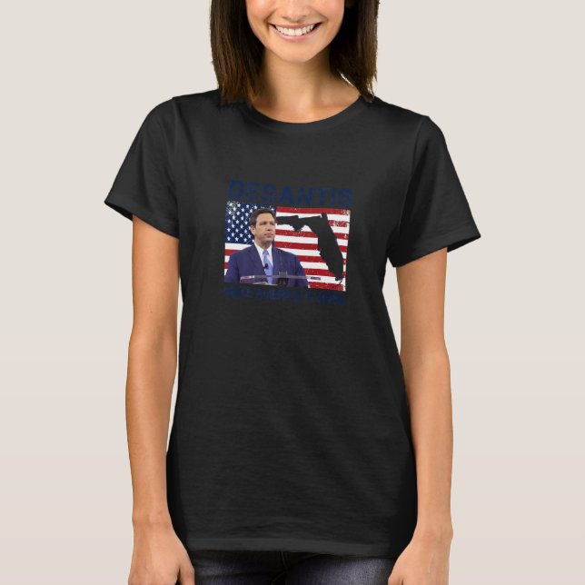 Desantis 2024 Make America Florida Flag Election R T-Shirt (Front)