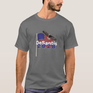 DeSantis 2028 on American Flag and Eagle T-Shirt