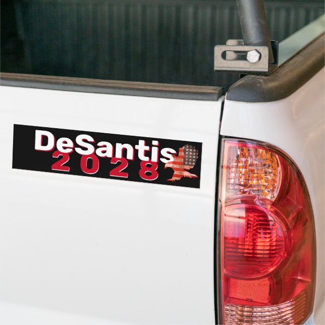 DeSantis 2028 with Flag Eagle Bumper Sticker (On Truck)