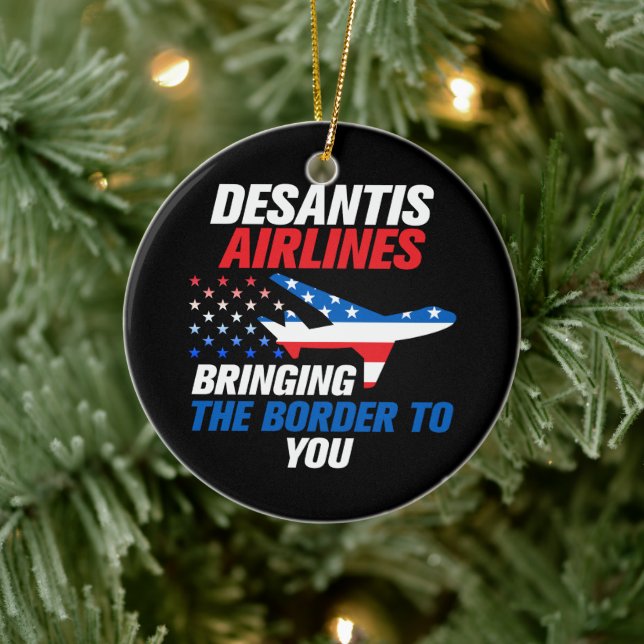 DeSantis Airlines Funny DeSantis 2024 Christmas Ceramic Tree Decoration (Tree)