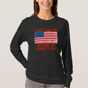 DeSantis Airlines  Marthas Vineyard Meme USA Flag  T-Shirt