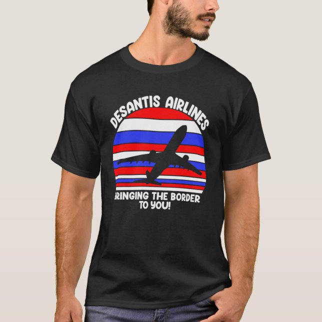 DeSantis Airlines Retro American Flag T-Shirt (Front)