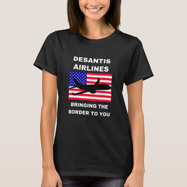DeSantis Airlines USA Flag Politician Meme T-Shirt (Front)