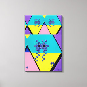 Descending on a Memphis Designed Planet Canvas Print