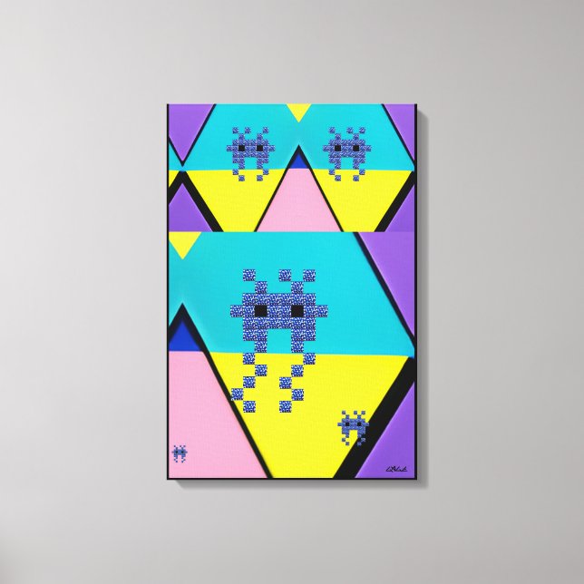 Descending on a Memphis Designed Planet Canvas Print (Front)