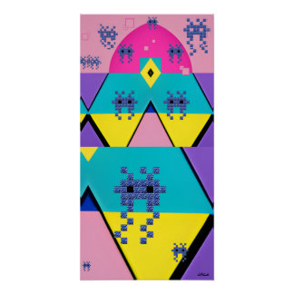 Descending on a Memphis Designed Planet Poster