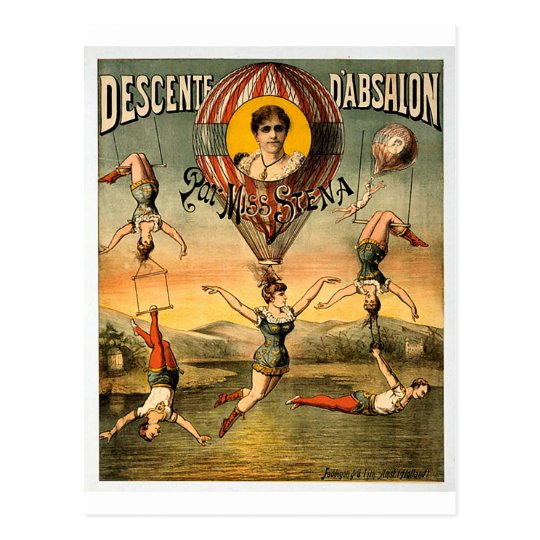 Descente d'Absalon par Miss Stena Vintage Circus Postcard