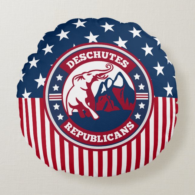 Deschutes Republicans Round Throw Pillow (Front)