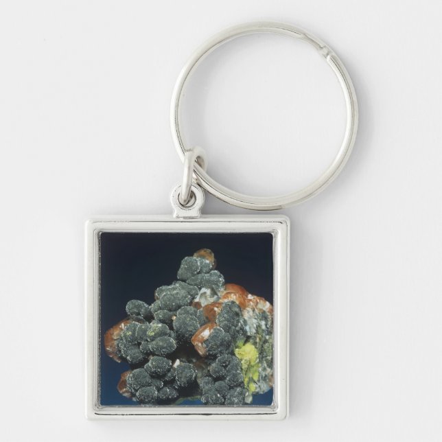 Descloizite on Calcite Key Ring (Front)