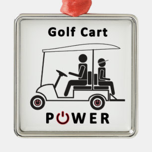 Descr-Golf Cart Power (Black with Red) Metal Tree Decoration