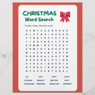 description Christmas word Search and answer Key Flyer