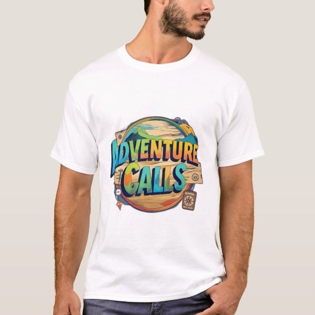 Description for "Adventure Calls" T-Shirt Design: (Front)