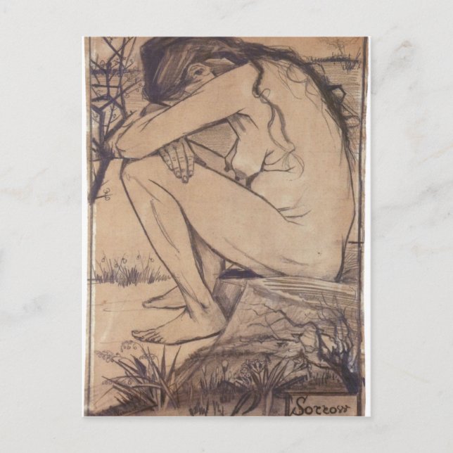 Description Sorrow drawing Wallsall Museum and Art Postcard (Front)