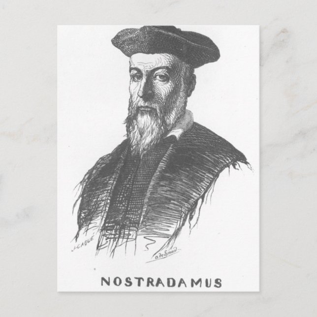 Description - The portrait of Nostradamus, drawn b Postcard (Front)