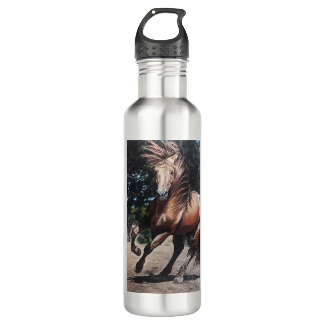 Desert Andalusian Lusitano stallion running 710 Ml Water Bottle (Front)
