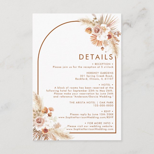 Desert Arch Boho Pampas Grass Terracotta Details Enclosure Card (Front)