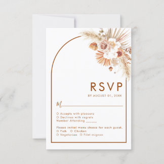 Desert Arch Boho Pampas Grass Terracotta RSVP Card