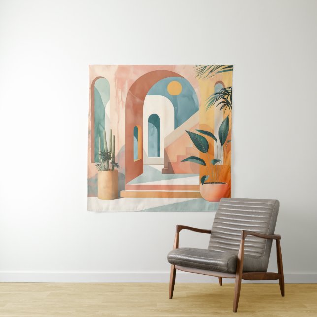 Desert Arches – Modern Abstract Architecture Tapestry (In Situ)